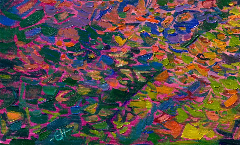 Celebrate the colors of fall with this painting of Oregon maple trees in hues of fiery orange and red, by local impressionist oil painter Erin Hanson. Visit The Erin Hanson Gallery in McMinnville, Oregon, to find more artwork of Oregon's Willamette Valley wine country.