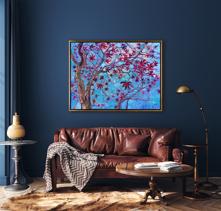 I was out for a walk last week, breathing in the cold crisp air of January in Oregon, and I saw this beautiful maple tree with a few leaves still clinging to the branches. The dark red leaves looked so playful and bright against the winter blue sky. This paintings captures everything I love about this time of year.