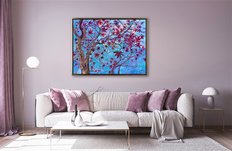 I was out for a walk last week, breathing in the cold crisp air of January in Oregon, and I saw this beautiful maple tree with a few leaves still clinging to the branches. The dark red leaves looked so playful and bright against the winter blue sky. This paintings captures everything I love about this time of year.