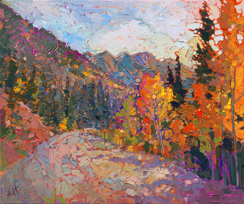 Utah has some of our most beautiful National Parks.  Cedar Breaks National Park, near Zion, is stunning in the autumn.  The brush strokes in this painting are loose and impressionistic, creating a sense of movement and light.</p><p>This painting was created on a 3/4"-deep canvas. It has been framed in a classic, museum-quality frame and arrives ready to hang.</p><p>Exhibited: St George Art Museum, Utah, in a solo exhibition celebrating the National Park's centennial: <i><a href="https://www.erinhanson.com/Event/ErinHansonMuseumShow2016" target="_blank">Erin Hanson's Painted Parks</a></i>, 2016.